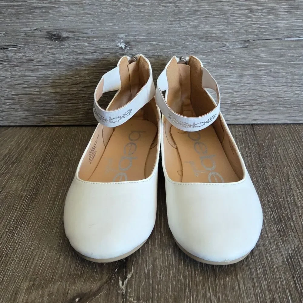 bebe Ballet Flats with Elastic Ankle Strap Size 2